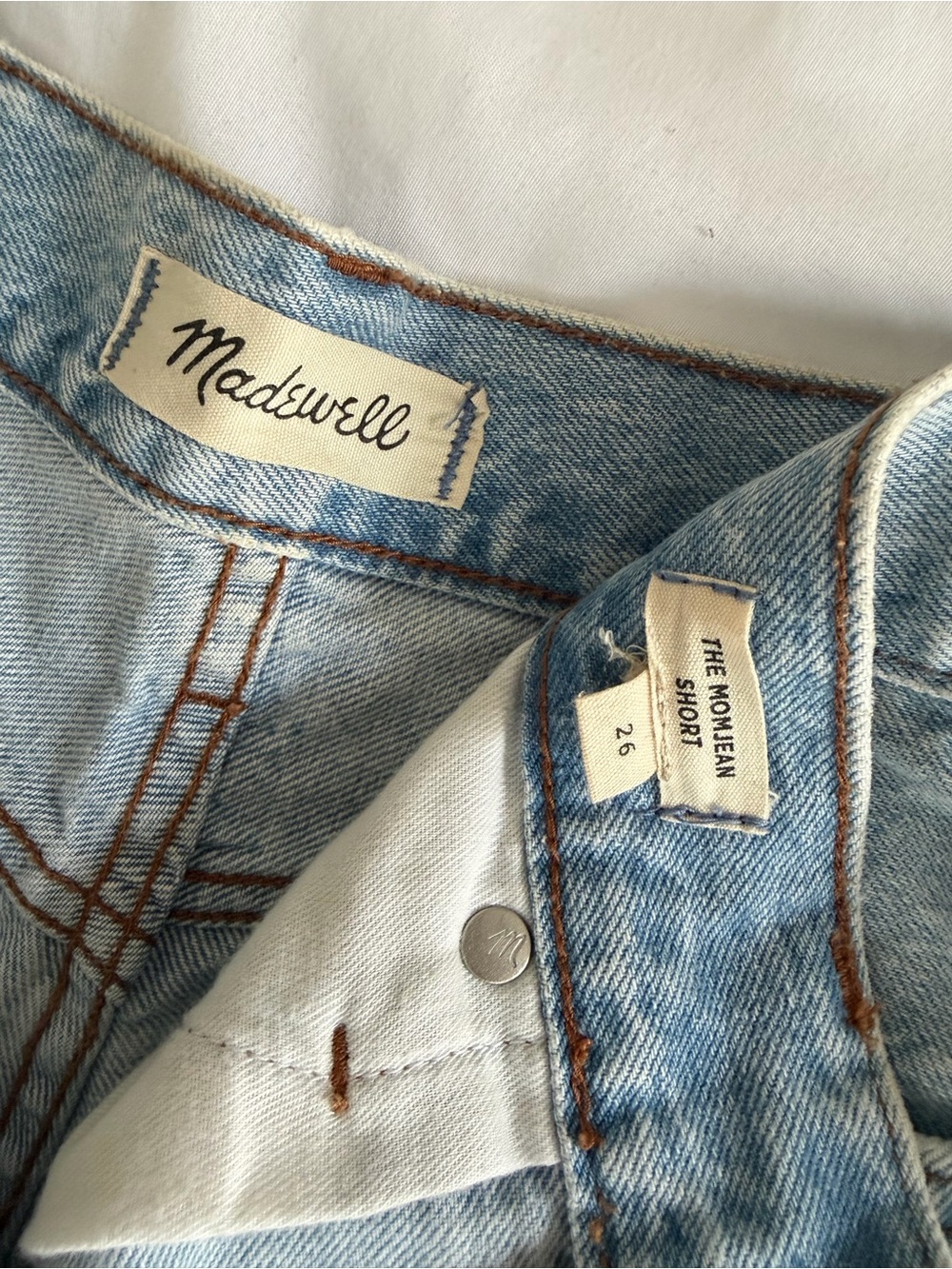 Madewell Light Wash Distressed High-Rise Denim Shorts - Picture 3 of 6